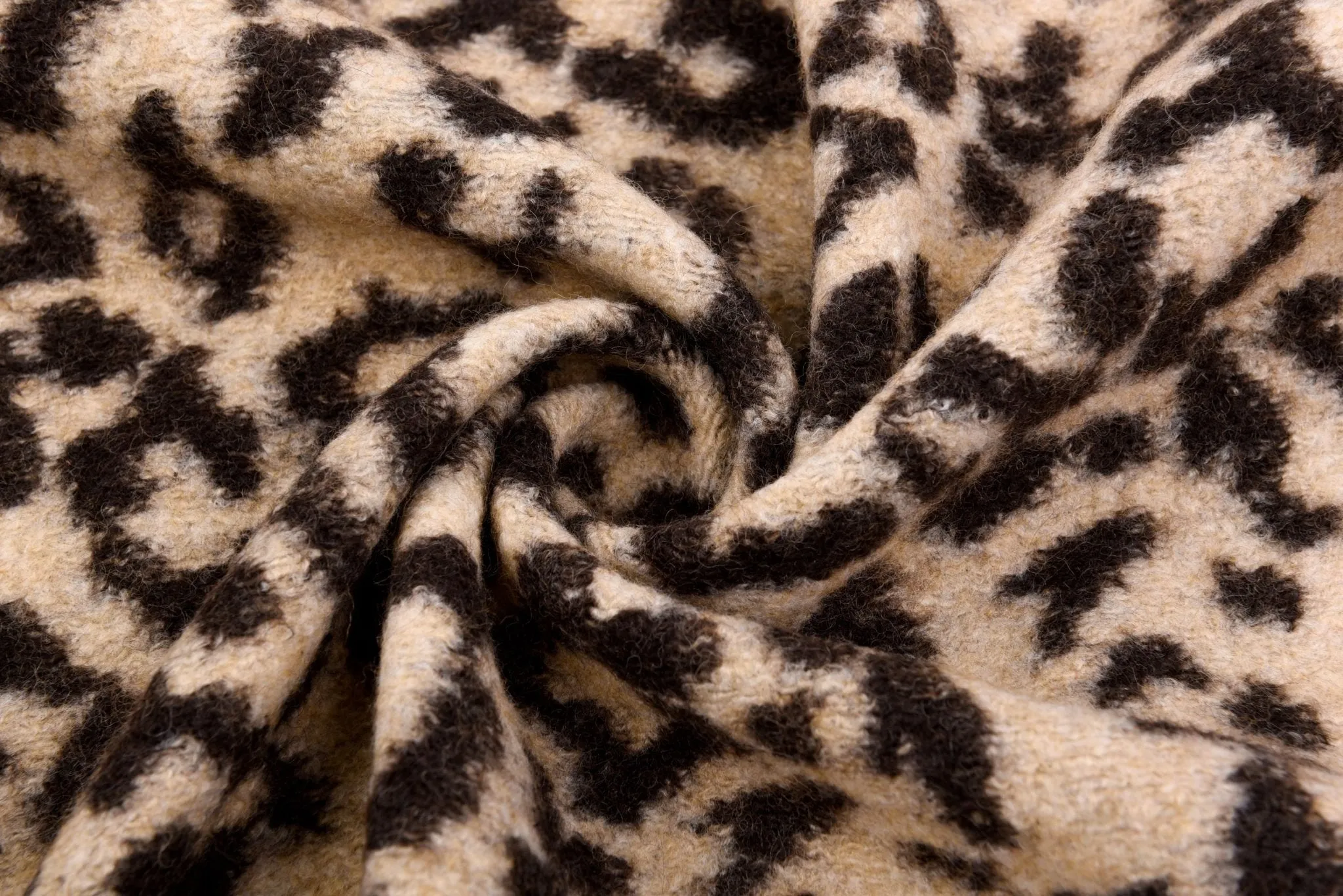 100% Boiled Wool Jacquard Leopard Print Fabric / Premium Designer Made