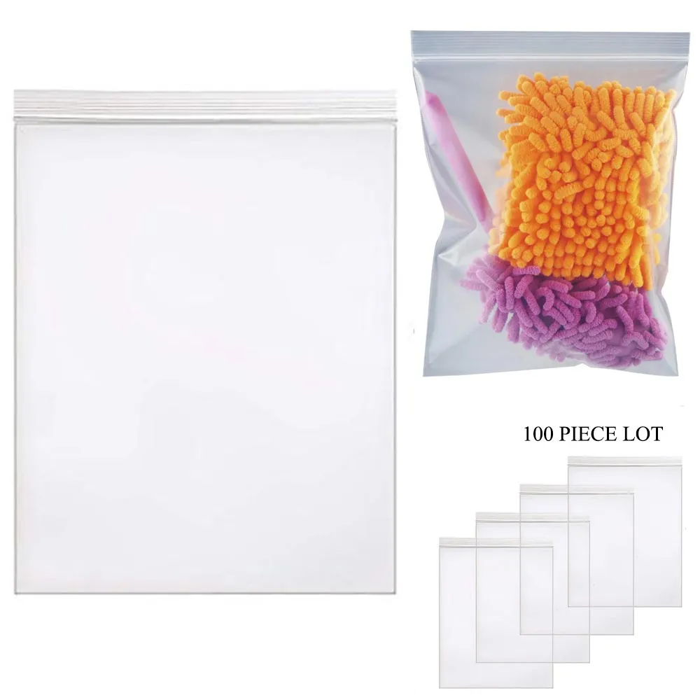 100 Ct Clear Plastic Reclosable Bags 8" X 10" 2Mil Poly Resealable Zip Lock Seal