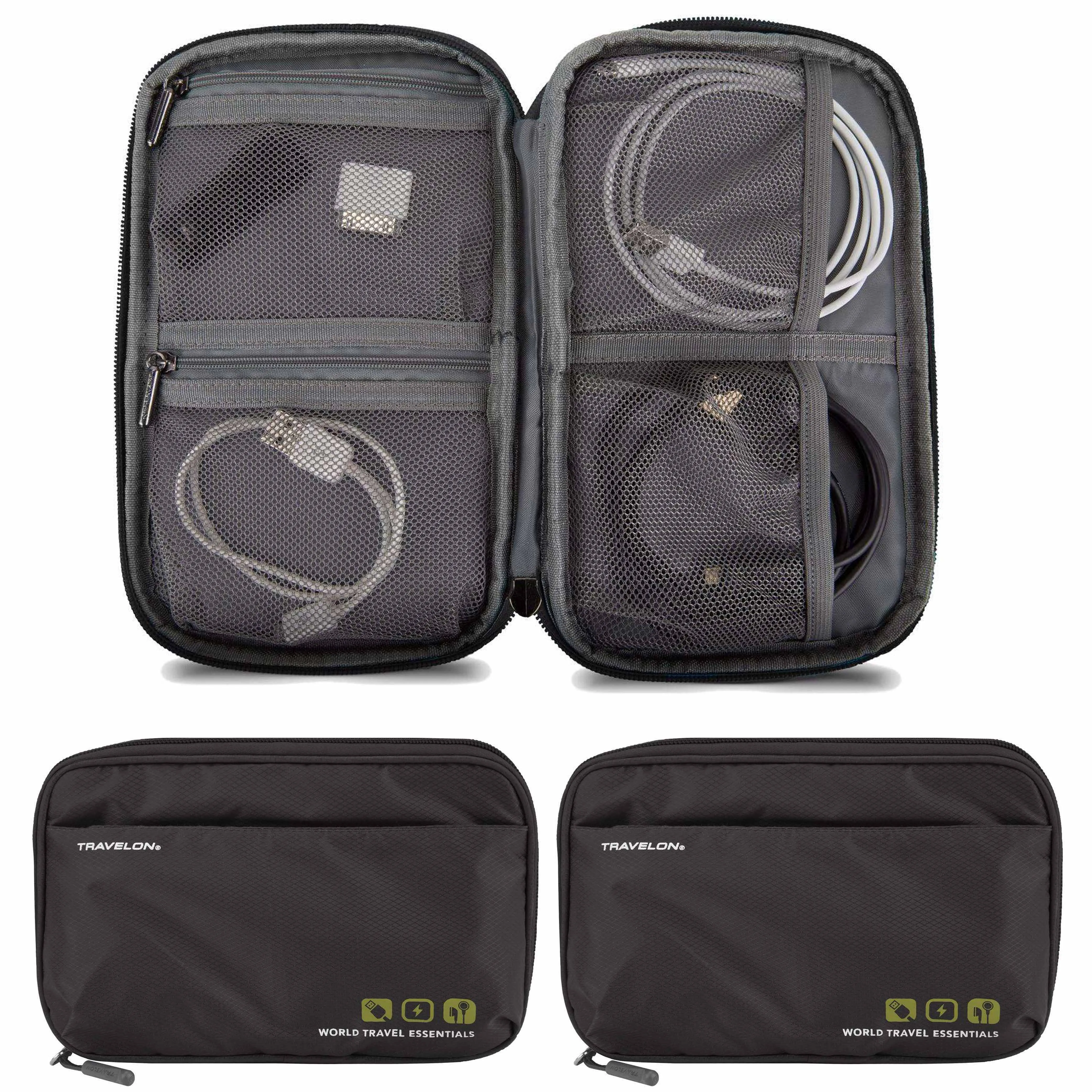 2 Travelon Travel Cable Bags Tech Accessory Organizer Electronic Cord Case Pouch