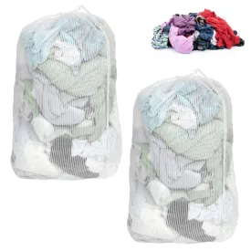 2PK Large Mesh Laundry Bags Drawstring 24"x32" Heavy Duty Delicate Bra Lingerie