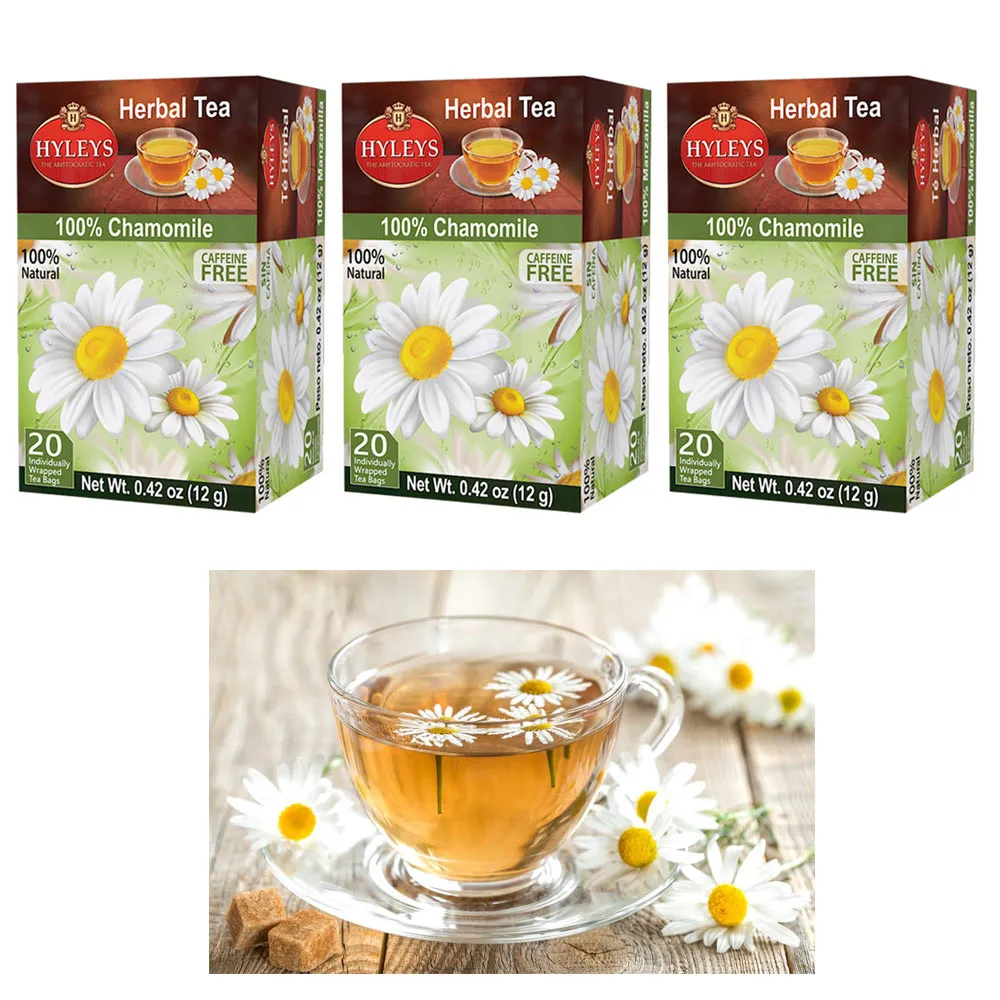3 Pack Chamomile Tea Bags Calming Beverage Natural Herbal Tea Caffeine Free 60ct