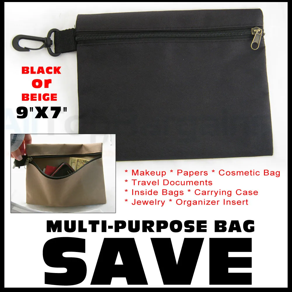 3 Pack Lot Multi Purpose Zippered Organizer Clip On Tool Pouch Bags Hanging Case