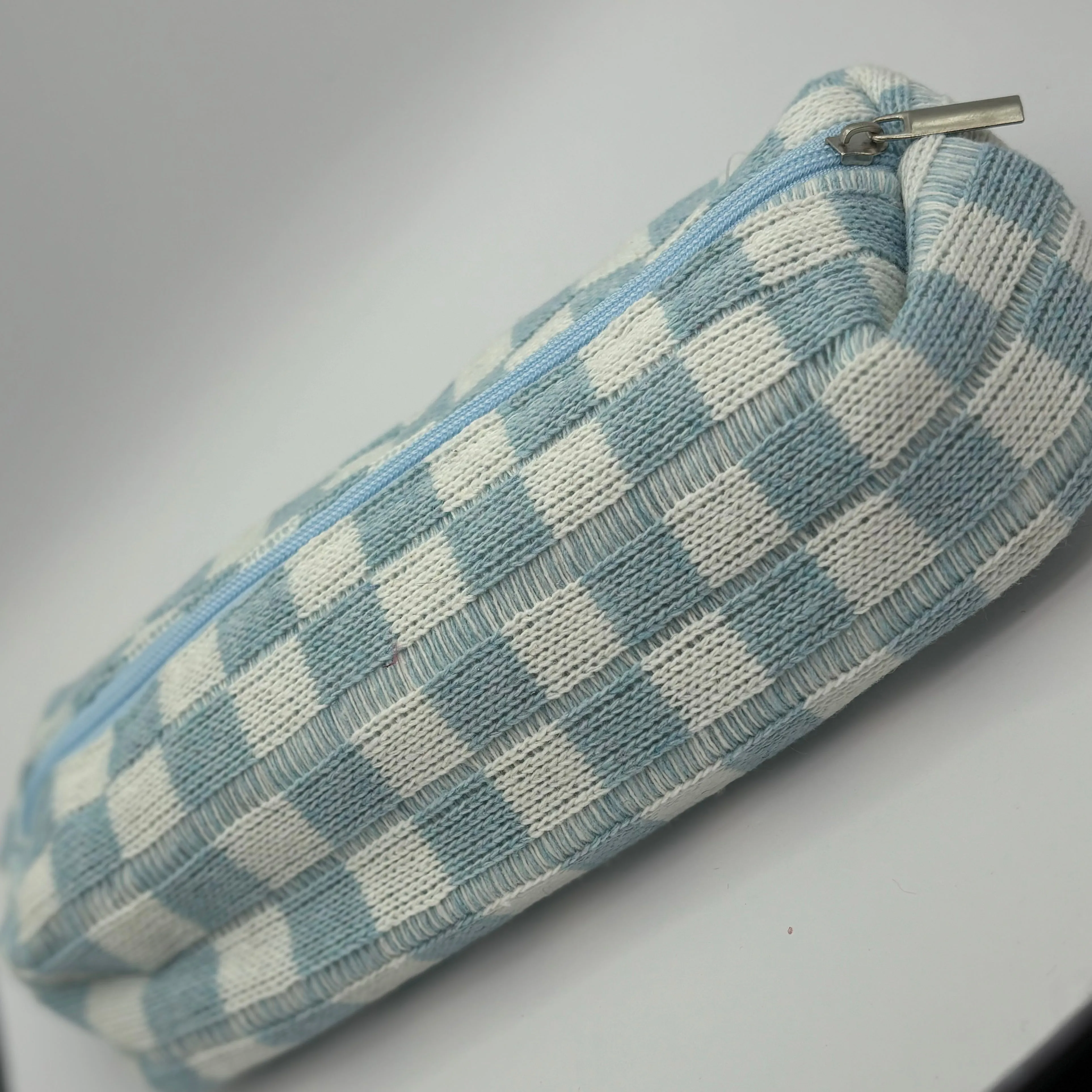 Checkered Print Lined Pencil Bags