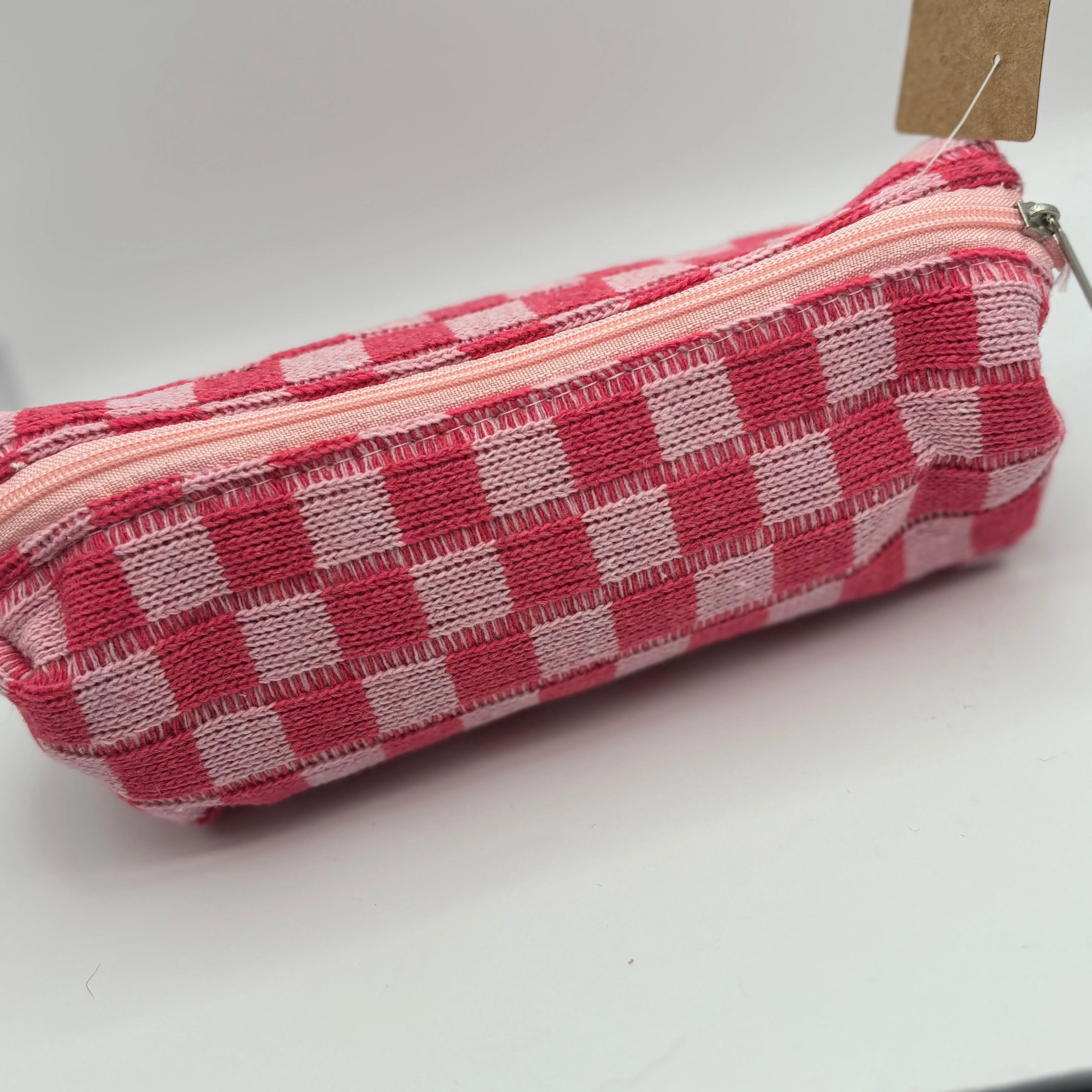 Checkered Print Lined Pencil Bags