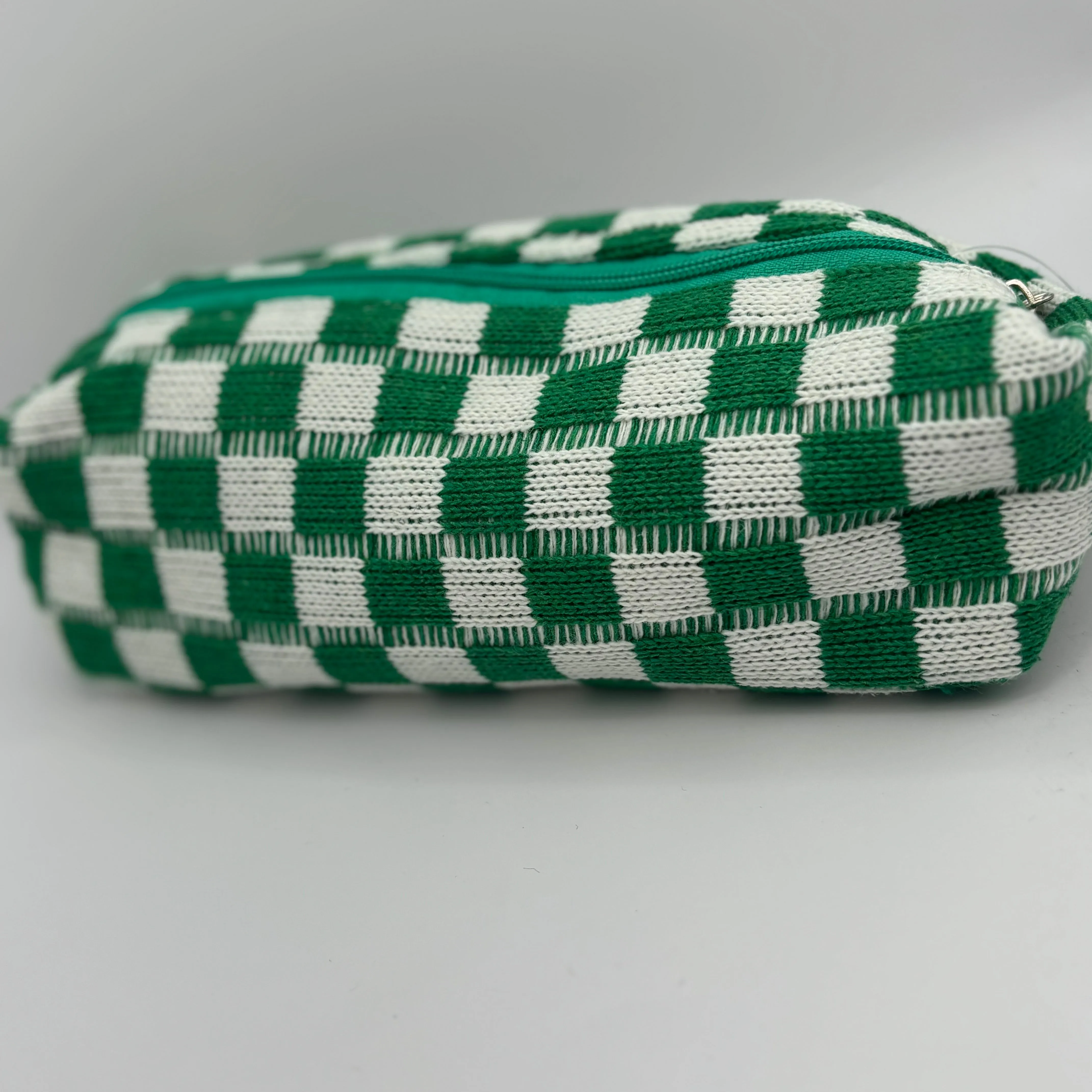 Checkered Print Lined Pencil Bags