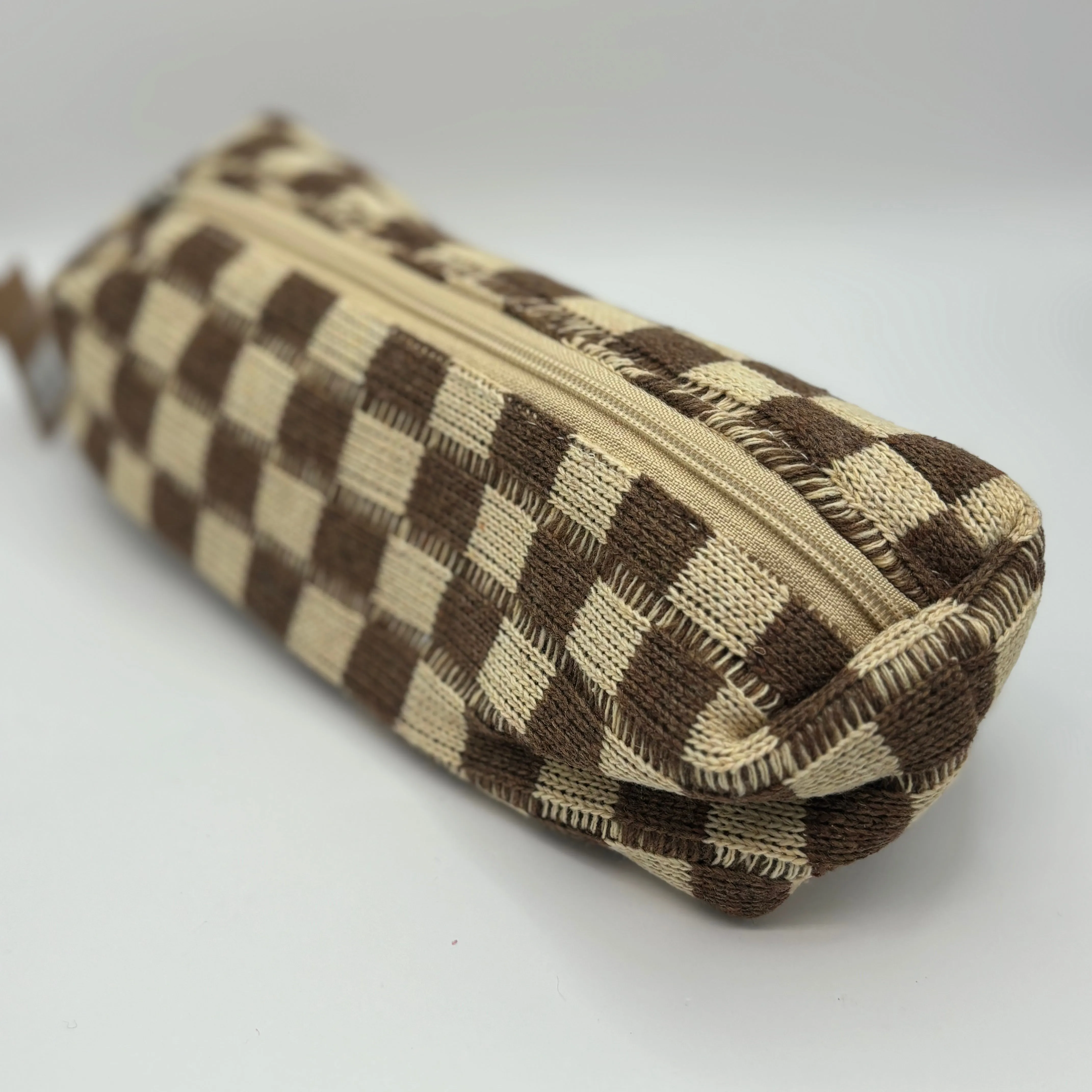 Checkered Print Lined Pencil Bags