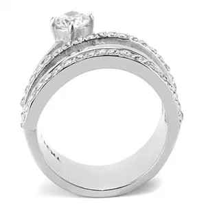 CJE3254 Wholesale Women's Stainless Steel Clear AAA Grade CZ Fashion Ring