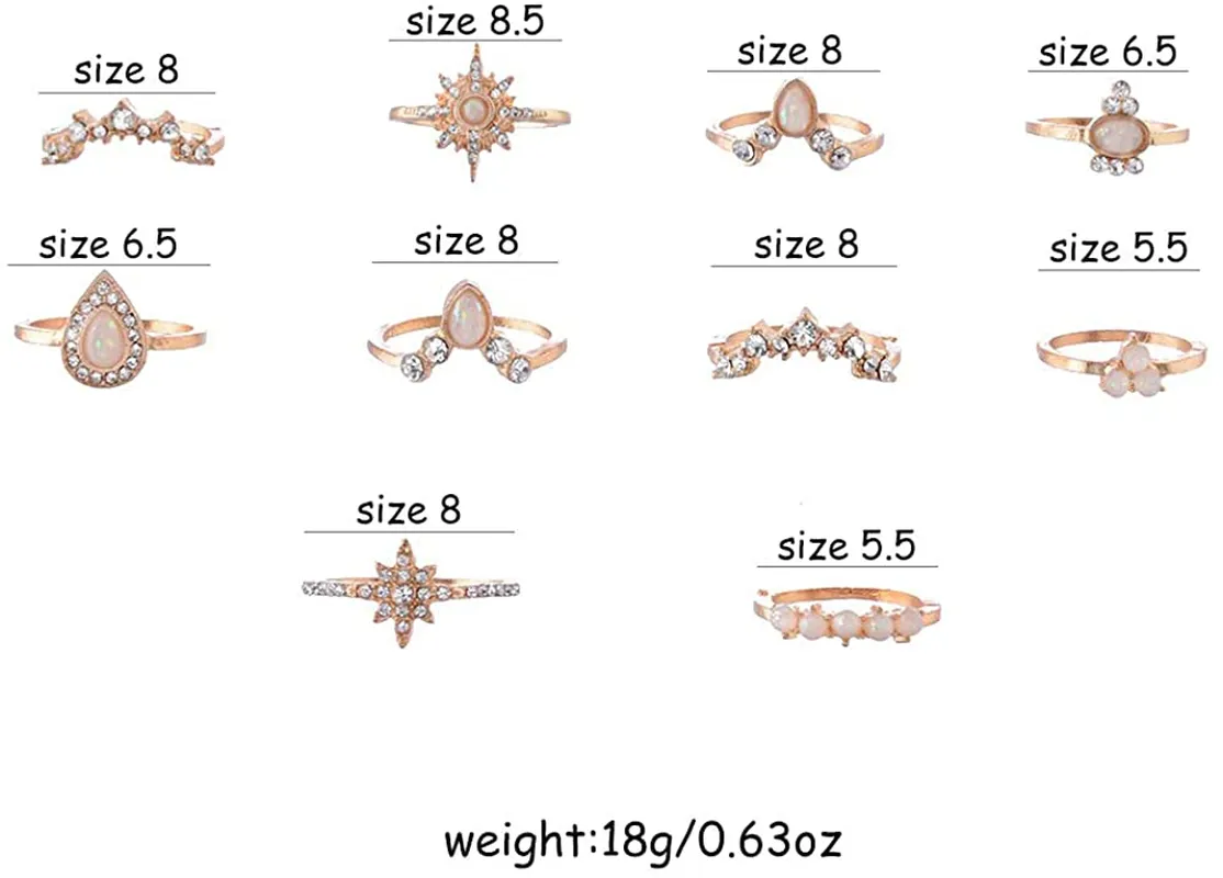 CSIYAN 6-16 PCS Knuckle Stacking Rings for Women Teen Girls,Boho Vintage Finger Rings Stackable Gold Silver Midi Rings Set Multiple Rings Pack Size 5-10