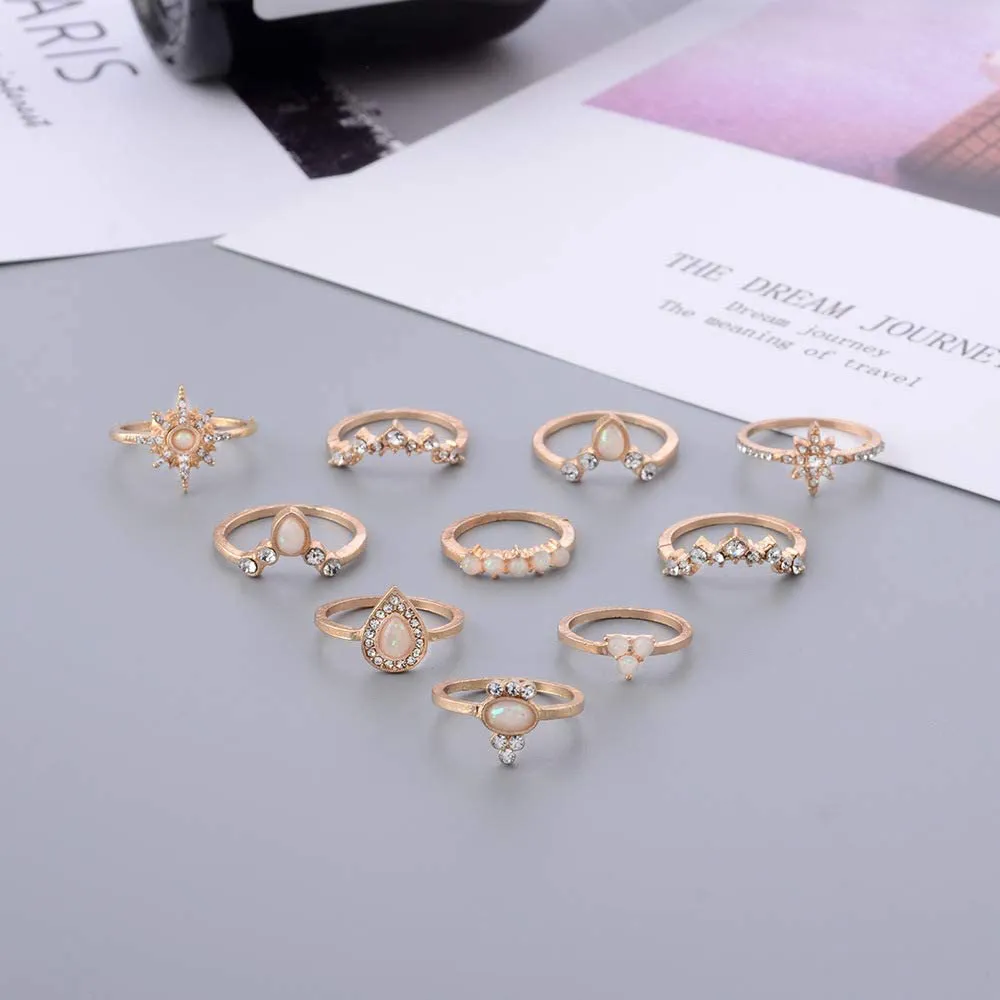CSIYAN 6-16 PCS Knuckle Stacking Rings for Women Teen Girls,Boho Vintage Finger Rings Stackable Gold Silver Midi Rings Set Multiple Rings Pack Size 5-10