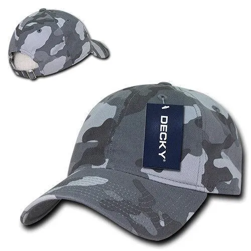 Decky Relaxed Cotton Camouflage Low Crown Pre Curved Bill Buckle Dad Caps Hats