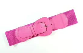 Faux Leather Stretch Belt in Deep Pink
