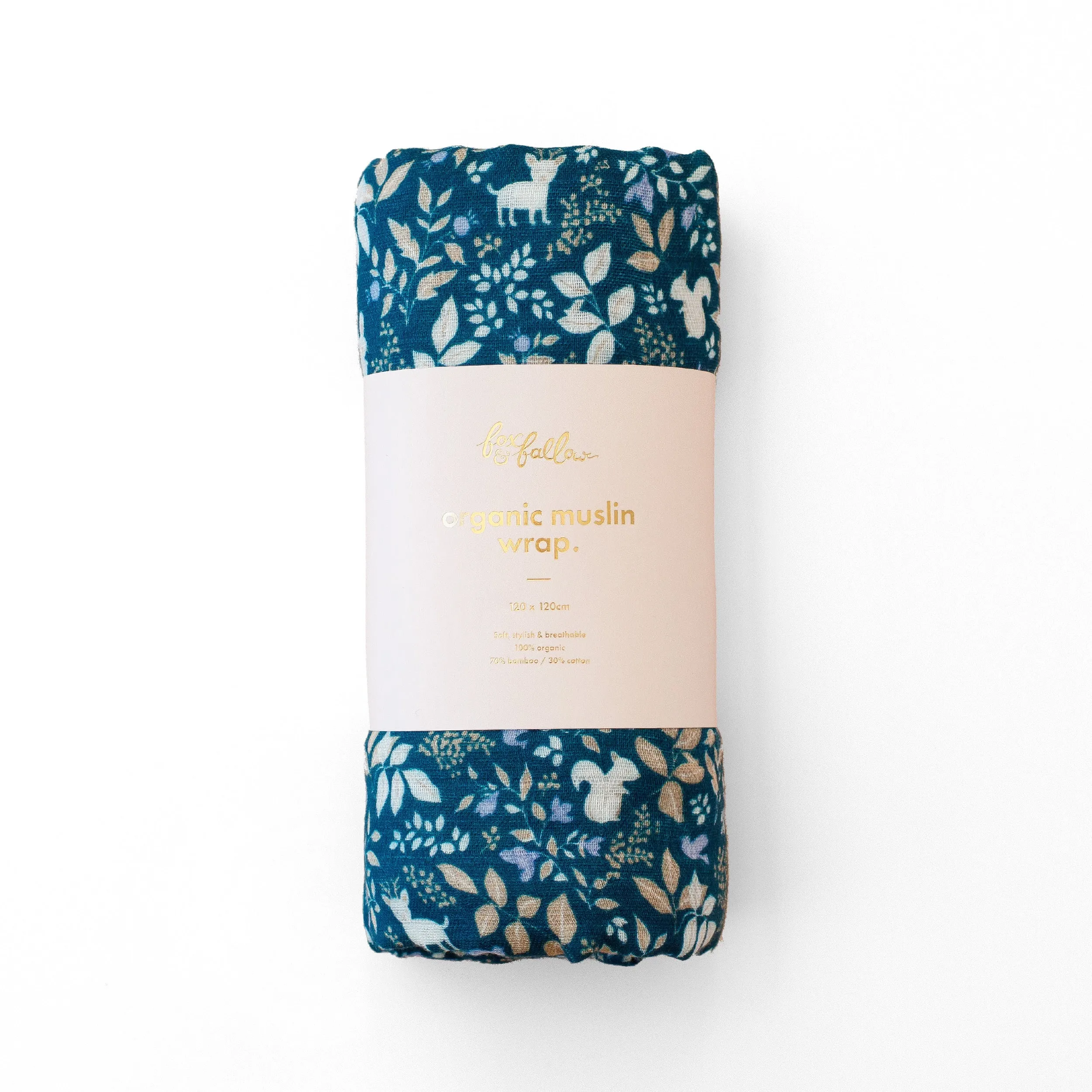 Fox & Fallow Organic Muslin Wrap - Forest Friends Midnight