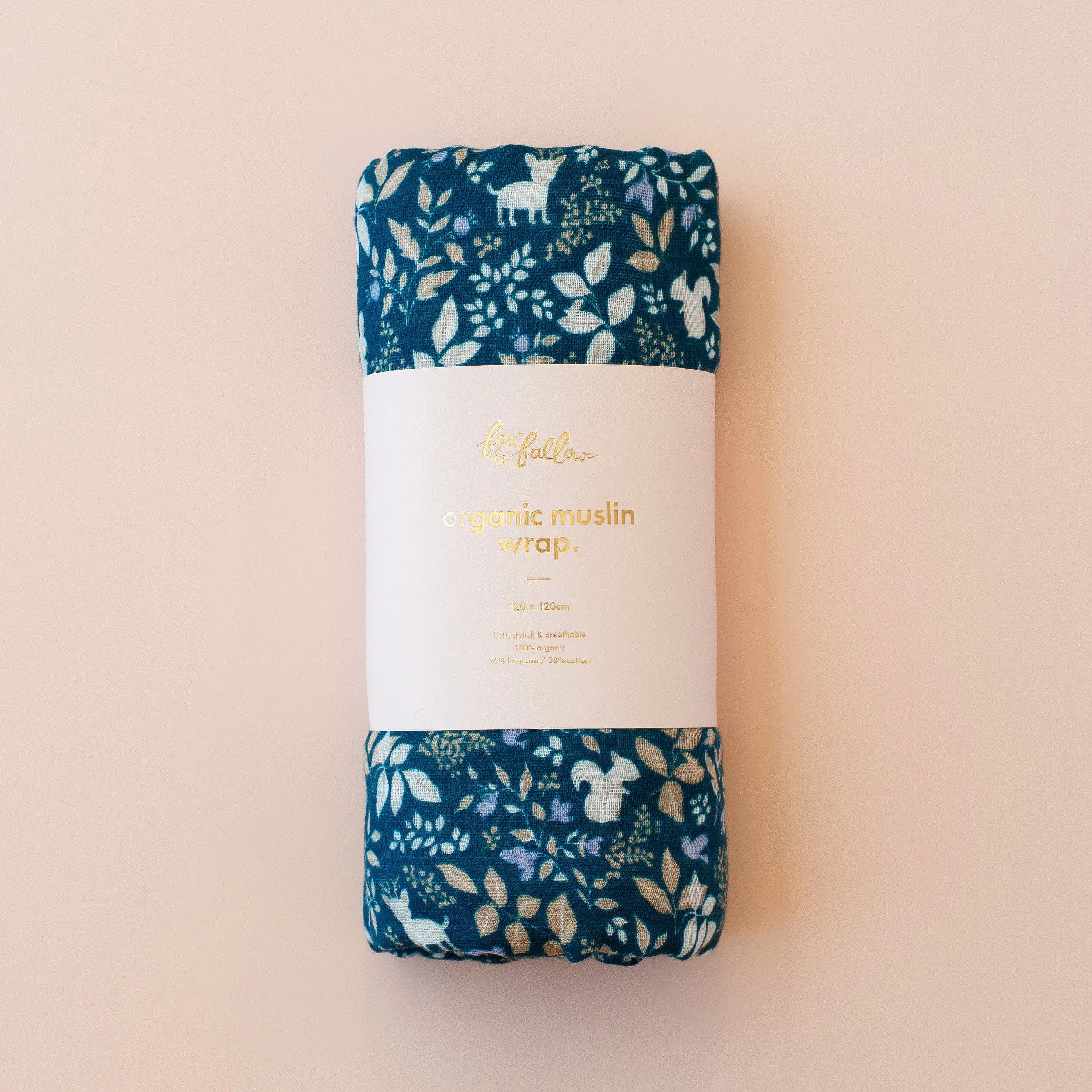 Fox & Fallow Organic Muslin Wrap - Forest Friends Midnight