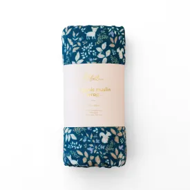 Fox & Fallow Organic Muslin Wrap - Forest Friends Midnight