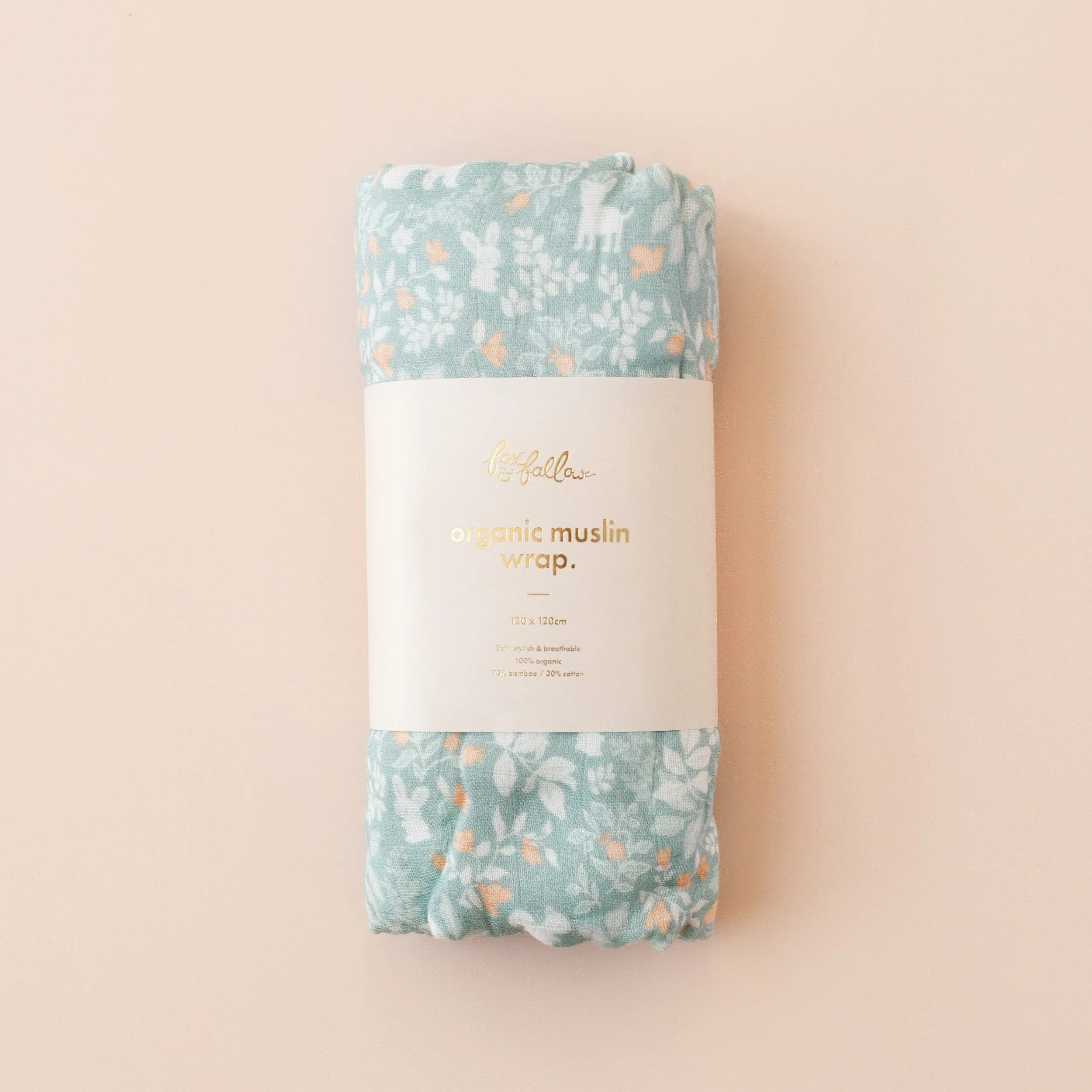Fox & Fallow Organic Muslin Wrap - Forest Friends Sage
