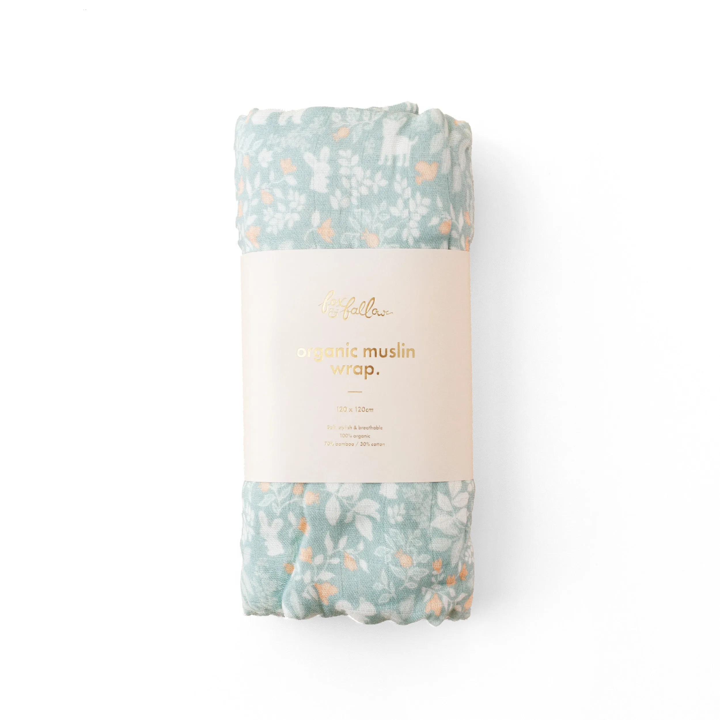 Fox & Fallow Organic Muslin Wrap - Forest Friends Sage