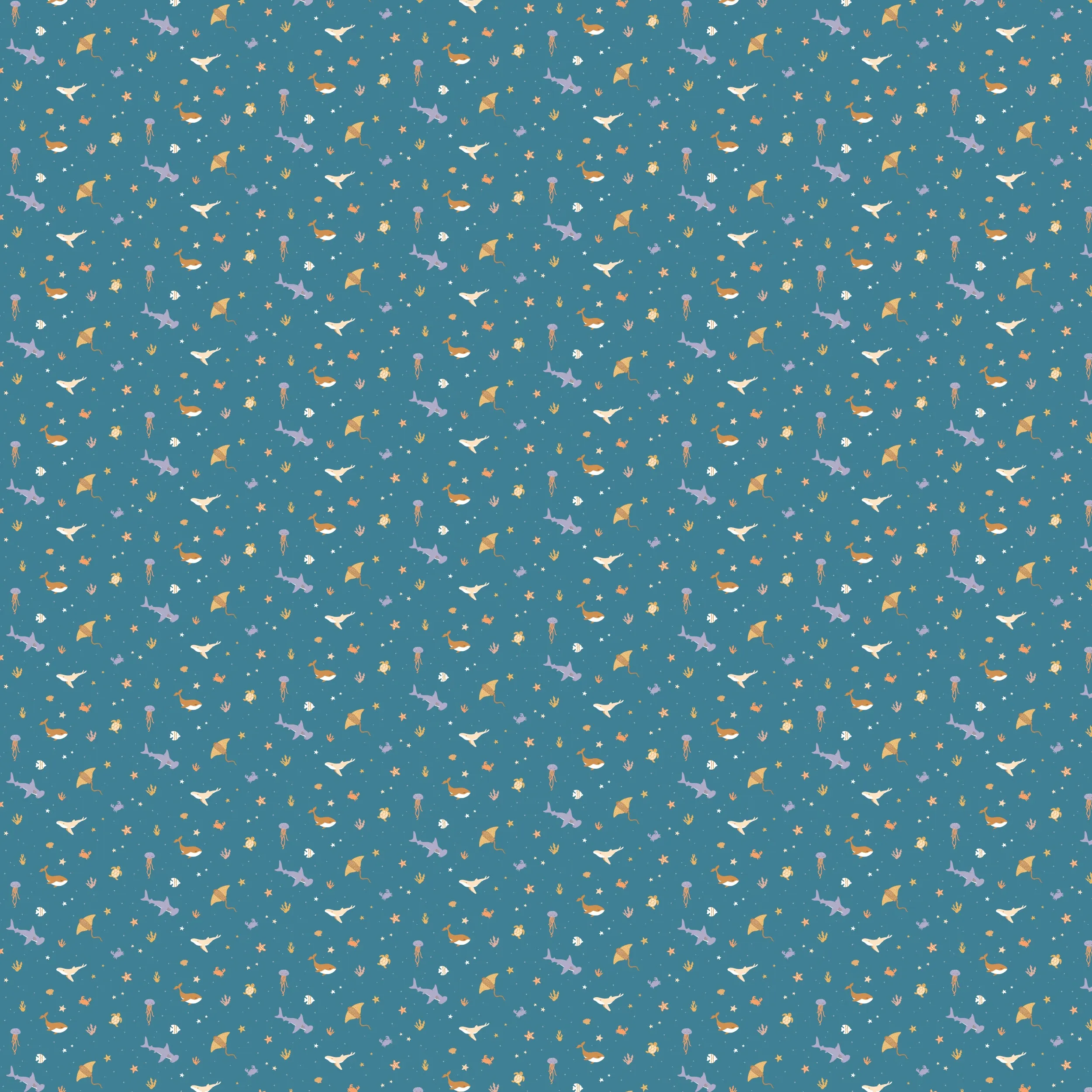 Fox & Fallow Organic Muslin Wrap - Ocean Creatures Marine