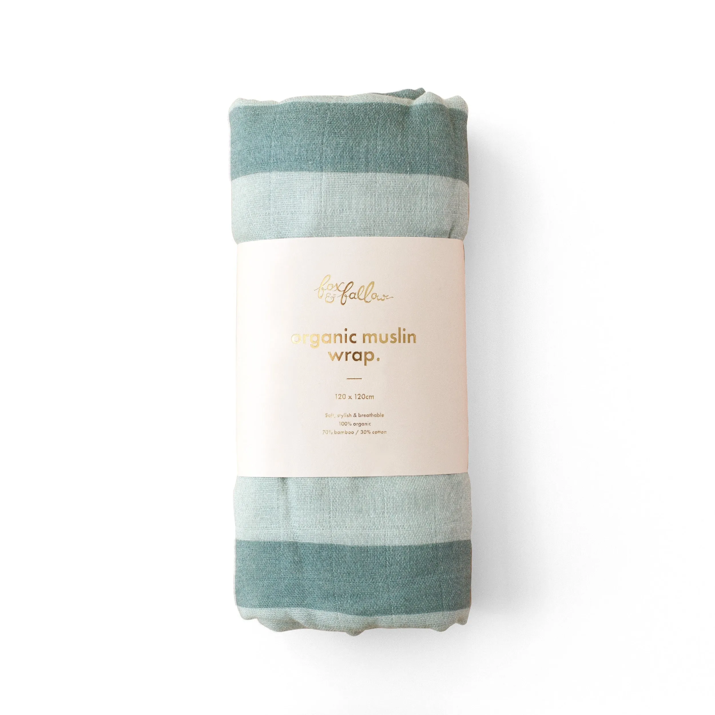 Fox & Fallow Organic Muslin Wrap - Sage Stripe