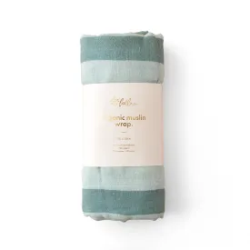 Fox & Fallow Organic Muslin Wrap - Sage Stripe