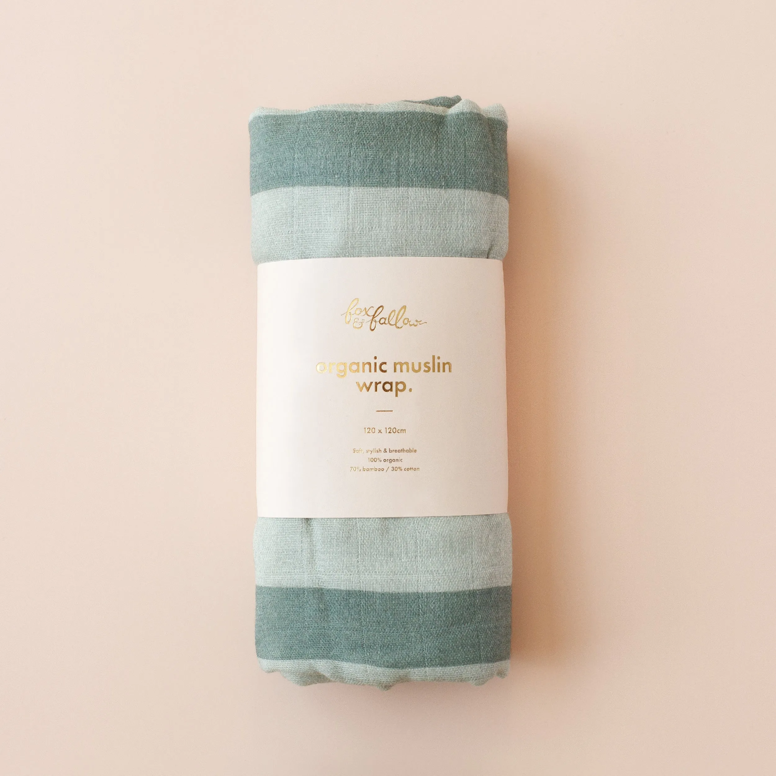 Fox & Fallow Organic Muslin Wrap - Sage Stripe