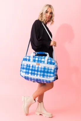 Leigh Blue & White Tartan Duffle Bag