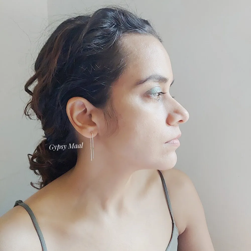 Silver Needle & Thread Earrings
