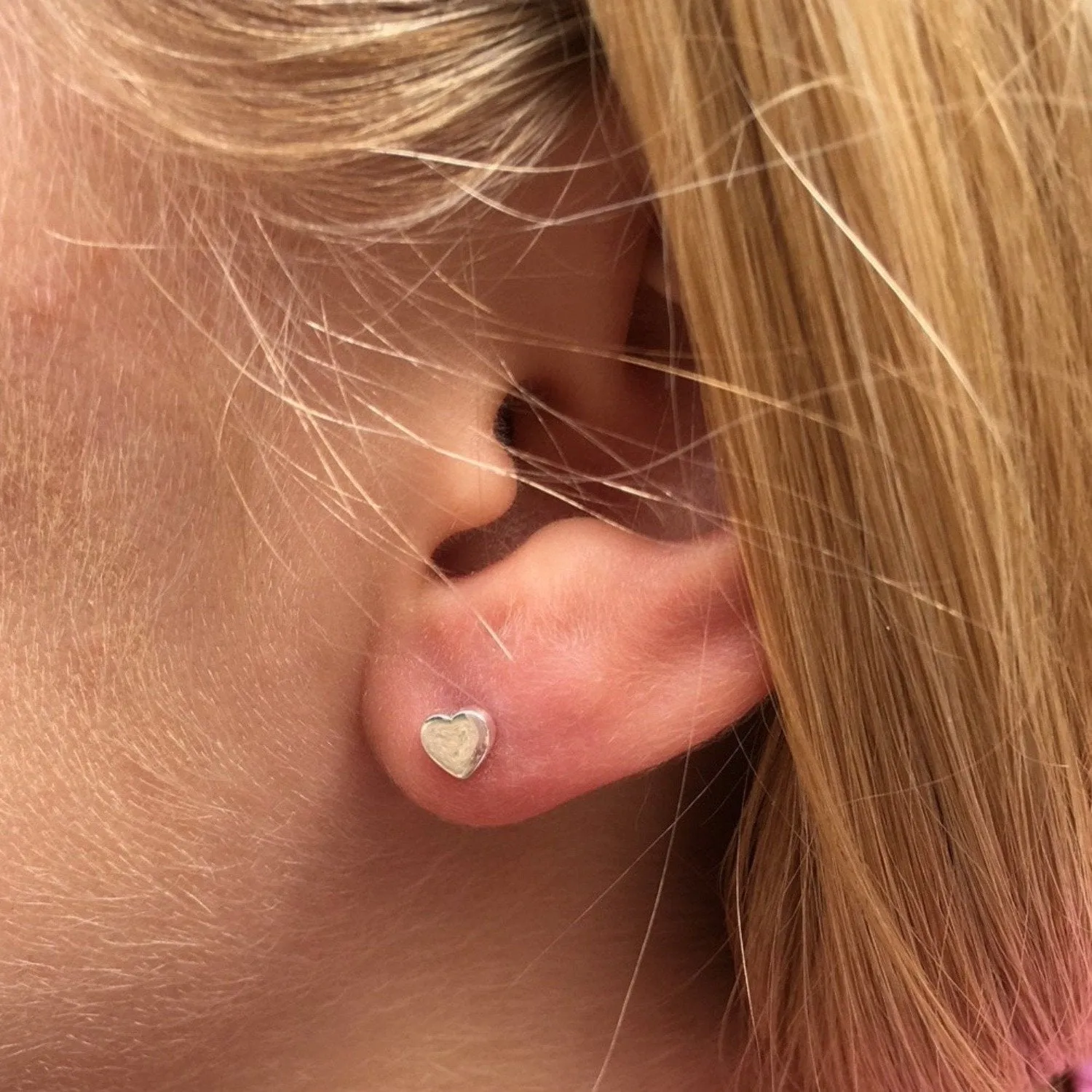 Sterling Silver High Shine Heart Studs