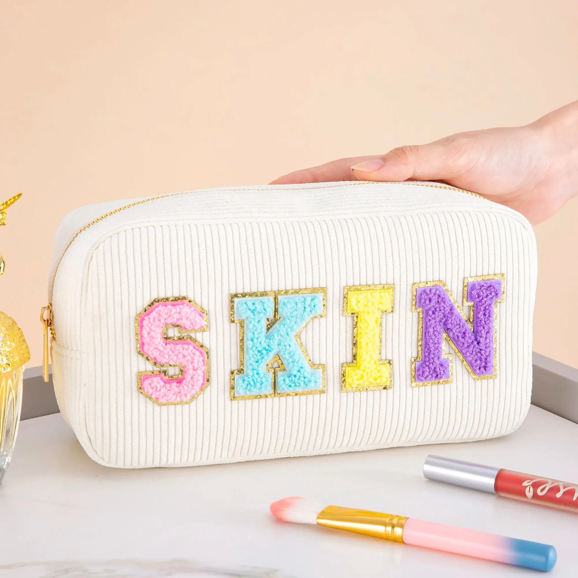 Varsity Pastel Cosmetic Bag
