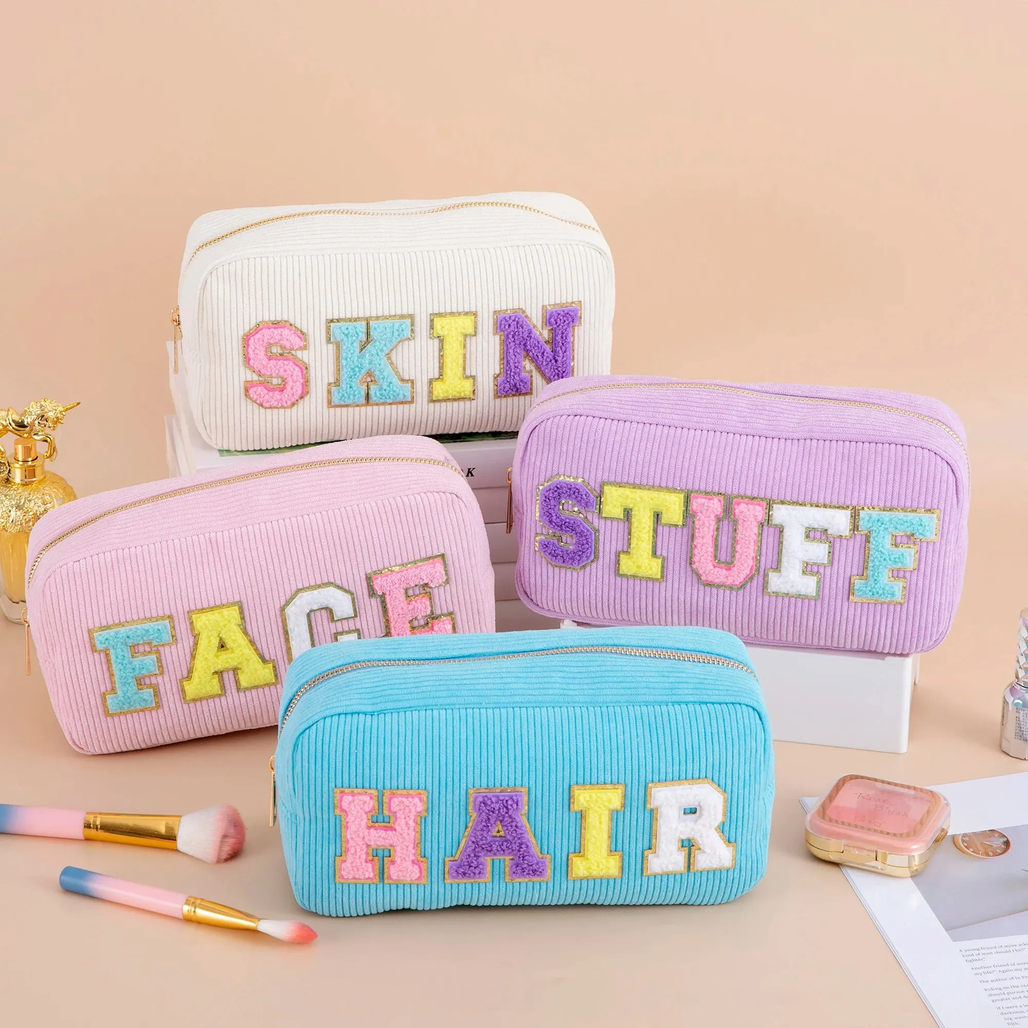 Varsity Pastel Cosmetic Bag