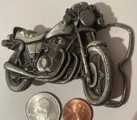 Vintage 1979 Pewter Belt Buckle, Motorcycle, Bike, Biker, Scoot, Made in USA, Quality, Heavy Duty, Fashion, Belts, Shelf Display