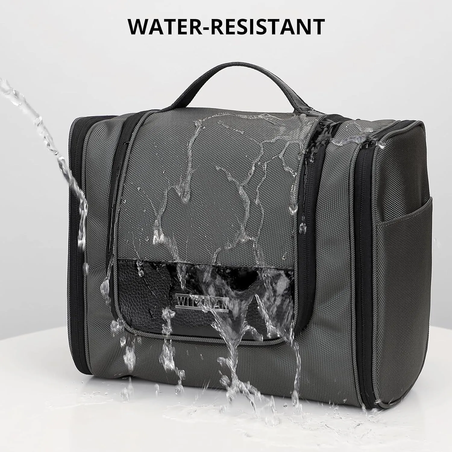 WITZMAN Toiletry Bag for Men Large Hanging Multi-organization Bathroom Bag Water-resistant Dopp Kit Shaving Bag Men(B690 Grey)